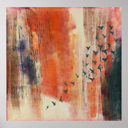 Abstrakte Vogelmigration Art Poster - farbenfrohe  (Vorne)