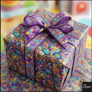 Abstrakte Volkskunst Geometrische Quilt-Mosaik Geschenkpapier