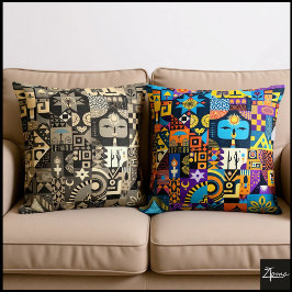 Abstrakte Volkskunst Geometrische Quilt-Mosaik Kissen