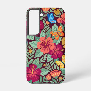 Abstrakte Volkskunst Hibiskus Schmetterlinge Samsu Samsung Galaxy Hülle