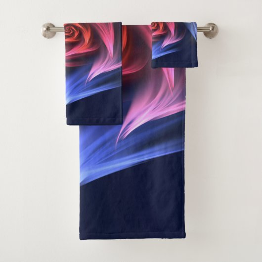 Abstrakte Vortex-Form rot und blau Badhandtuch Set (Insitu)