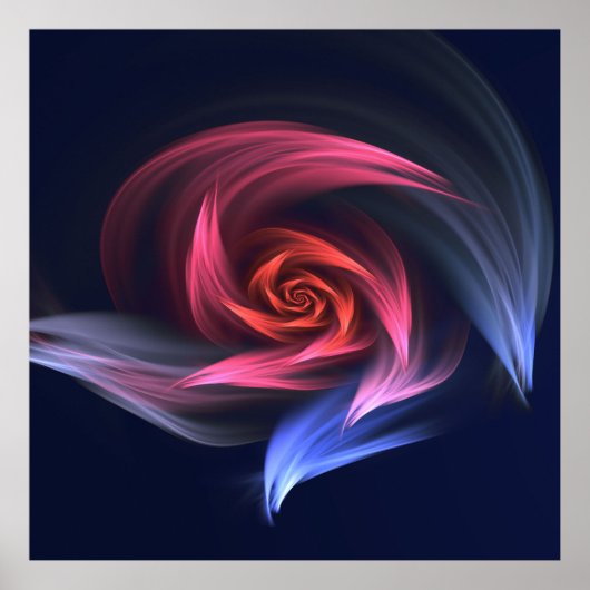 Abstrakte Vortex-Form rot und blau Poster (Vorne)