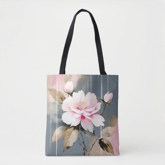 Abstrakte Wabi-Sabi-Blume Tasche (Vorderseite)