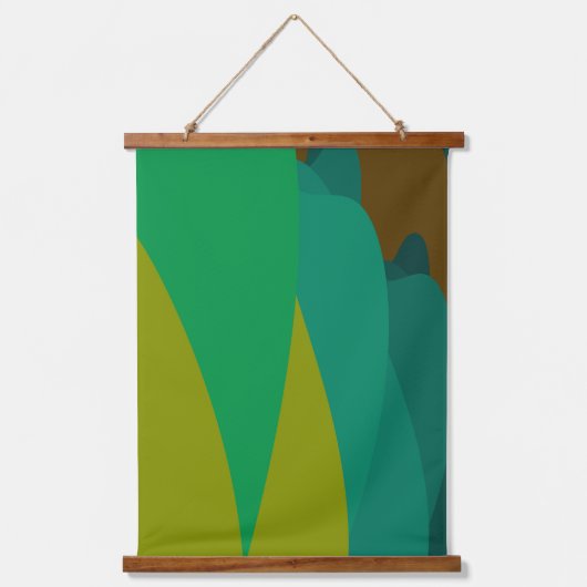 Abstrakte Waldbäume Wandteppich Mit Holzrahmen (Vorderseite)