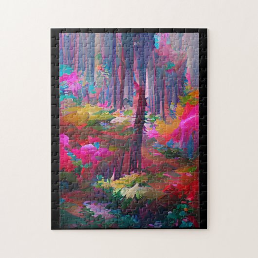 Abstrakte Waldkunst in lebendigen Farben Puzzle (Vertikal)