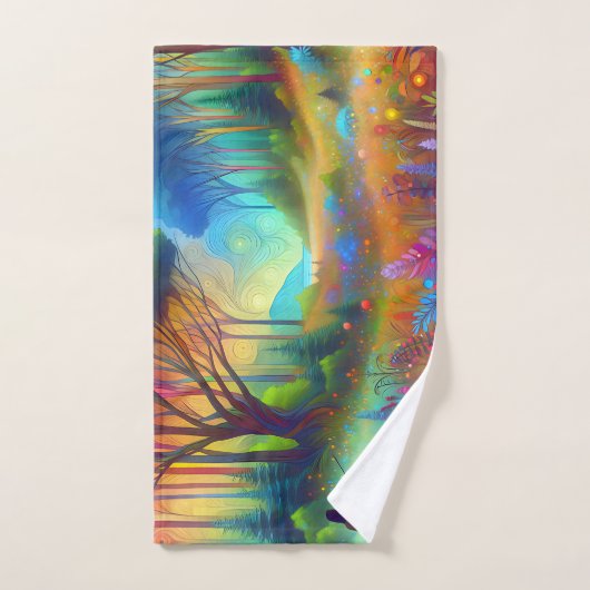 Abstrakte Waldlandschafts Grafik Handtuch (Handtuch)