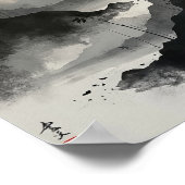 Abstrakte Wand an Wand mit Sumi-E-Strichen Poster (Ecke)