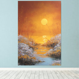 Abstrakte Wanddekoration mit goldenem Sonnenunterg Leinwanddruck