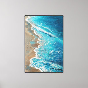 Abstrakte Wandkunst mit Meereswellen auf Sandstran Leinwanddruck