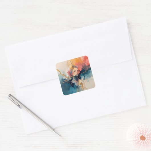 abstrakte Wandkunst, moderne Kunstdrucke, weiblich Quadratischer Aufkleber (Umschlag)