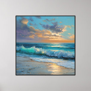 Abstrakte Wandkunst Sonnenuntergangswellen auf san Leinwanddruck
