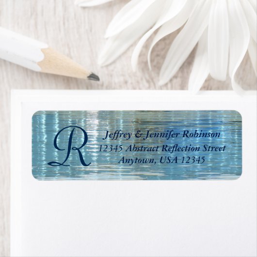 Abstrakte Wasser Reflektion Monogramm Rücksendeadr (Insitu)