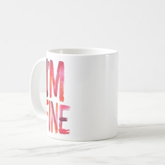 Abstrakte Wasserbürstenmalerei "I'M FINE" Kaffeetasse (Vorderseite Links)