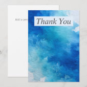 Abstrakte Wasserfarbe Blau Danke Karte (Vorne/Hinten)