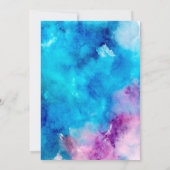 Abstrakte Wasserfarbe Blau Lila Hochzeit Einladung (Rückseite)