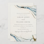 Abstrakte Wasserfarbe Blue Gold Beach Paare Dusche Einladung (Vorne/Hinten)