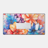 Abstrakte Wasserfarbe Blume Kunst, Dichtung und Mu Schreibtischunterlage (Tastatur & Maus)