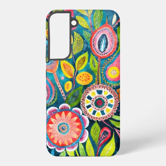 Abstrakte Wasserfarbe Blumengebirge Mandala Künstl Samsung Galaxy Hülle (Rückseite)