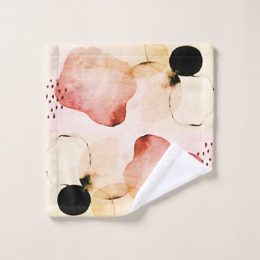 Abstrakte Wasserfarbe Boho Badhandtuch Set (Waschlappen)