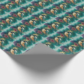 Abstrakte Wasserfarbe Chickadee - Aquamarin Geschenkpapier (Ecke)