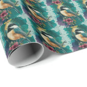 Abstrakte Wasserfarbe Chickadee - Aquamarin Geschenkpapier (Rolleneckpunkt)