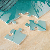 Abstrakte Wasserfarbe Chickadee - Aquamarin Puzzle (Seite)
