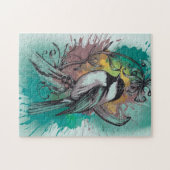 Abstrakte Wasserfarbe Chickadee - Aquamarin Puzzle (Horizontal)