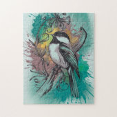 Abstrakte Wasserfarbe Chickadee - Aquamarin Puzzle (Vertikal)