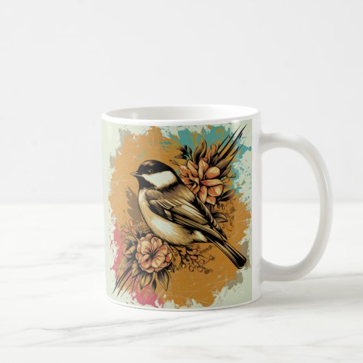 Abstrakte Wasserfarbe Chickadee - Bernstein Kaffeetasse (Rechts)