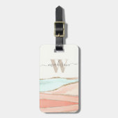 Abstrakte Wasserfarbe der Küsten mit Name und Mono Gepäckanhänger (Vorderseite vertikal)