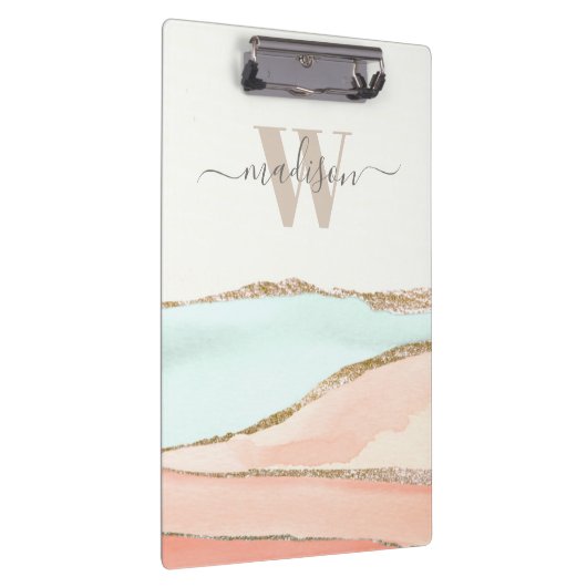 Abstrakte Wasserfarbe der Küsten mit Name und Mono Klemmbrett (Rechts)