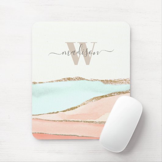 Abstrakte Wasserfarbe der Küsten mit Name und Mono Mousepad (Mit Mouse)