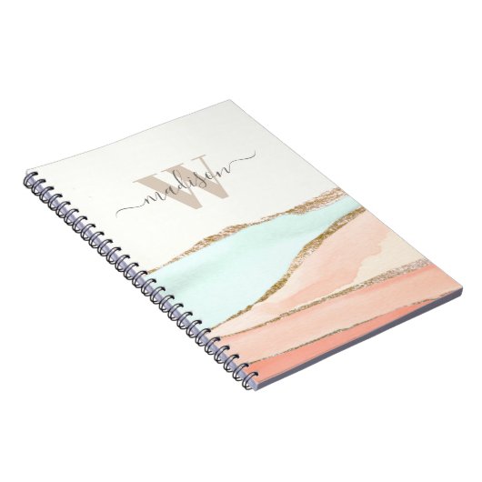 Abstrakte Wasserfarbe der Küsten mit Name und Mono Notizblock (Rechte Seite)