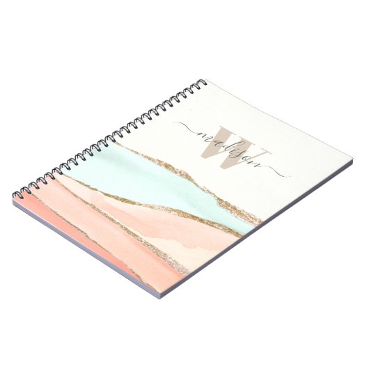 Abstrakte Wasserfarbe der Küsten mit Name und Mono Notizblock (Linke Seite)