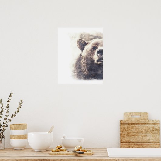 Abstrakte Wasserfarbe des Bären Poster (Küche)