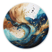 Abstrakte Wasserfarbe des Ozeans - Erdung von Blue Keramikknauf (Vorderseite)