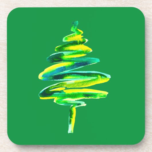 Abstrakte Wasserfarbe des Weihnachtsbaumes Getränkeuntersetzer (Vorderseite)