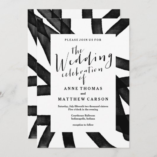 Abstrakte Wasserfarbe| Einladung zur Hochzeit (Vorne/Hinten)