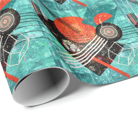 Abstrakte Wasserfarbe, geometrische farbige Formen Geschenkpapier (Rolleneckpunkt)