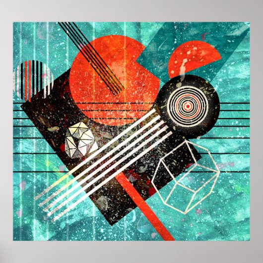 Abstrakte Wasserfarbe, geometrische farbige Formen Poster (Vorne)