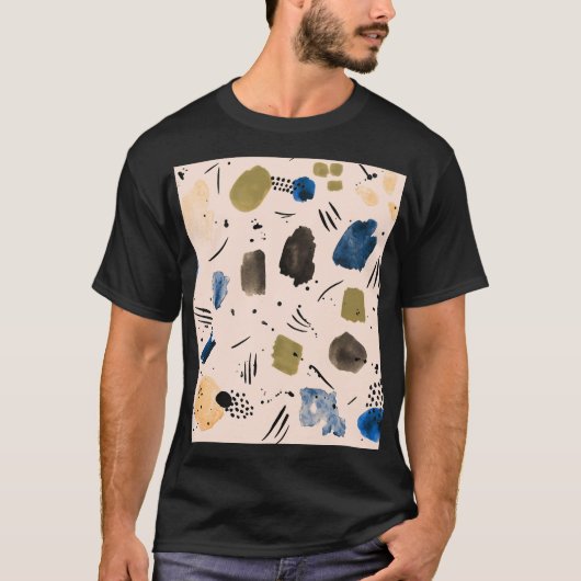 Abstrakte Wasserfarbe: Geometrisches Tintenmuster. T-Shirt (Vorderseite)
