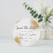 Abstrakte Wasserfarbe Gold Glitzer Luxus Elegante Save The Date (Stehend Vorderseite)