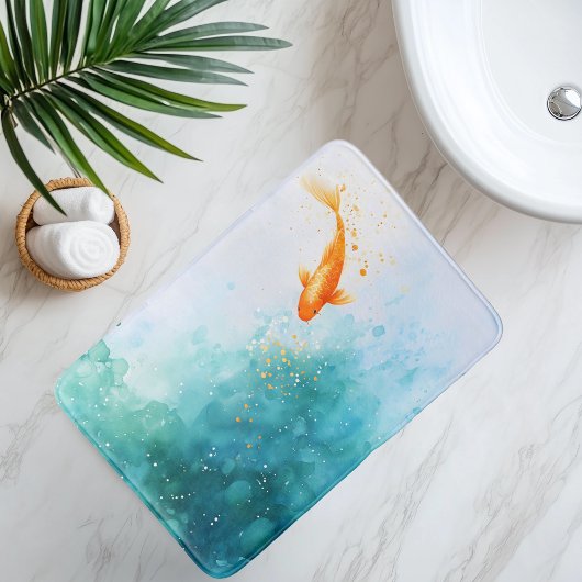 Abstrakte Wasserfarbe Koi Fisch Serenity Badematte