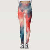 Abstrakte Wasserfarbe Kosmische Szene Leggings (Vorderseite)