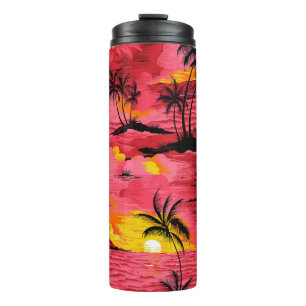 Abstrakte Wasserfarbe: Kreatives Druckdesign. Thermosbecher