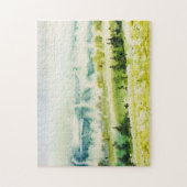 Abstrakte Wasserfarbe Landschaft Grün Blau Puzzle (Vertikal)