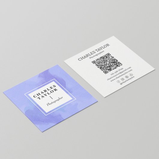 Abstrakte Wasserfarbe Lila Platz Quadratische Visitenkarte