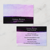 *~* Abstrakte Wasserfarbe Lila Schwarzer Lavendel  Visitenkarte (Vorne/Hinten)