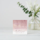 Abstrakte Wasserfarbe Ombre Dusty Pink Makeup Arti Quadratische Visitenkarte (Stehend Vorderseite)