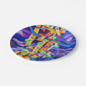 Abstrakte Wasserfarbe Pappteller (Schrägansicht)